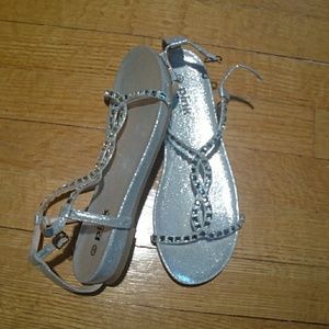 Silver Prom Sandals "Diamond"